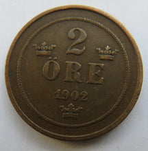 Load image into Gallery viewer, 1902 Sweden 2 Ore Coin
