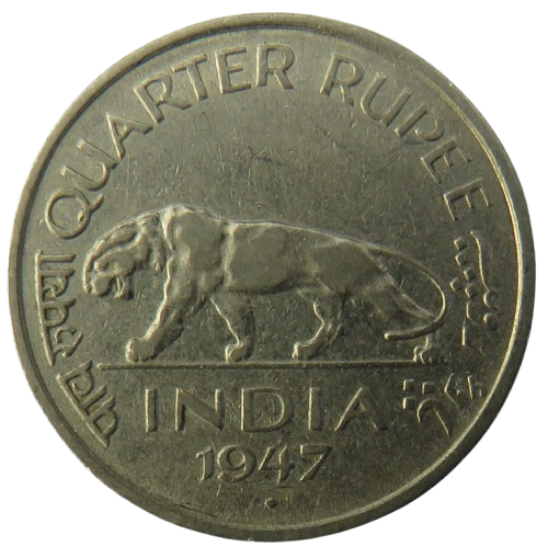 1947 King George VI India 1/4 Rupee Coin