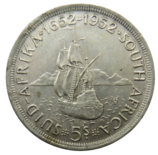1952 King George VI South Africa Silver Crown / 5 Shillings Coin
