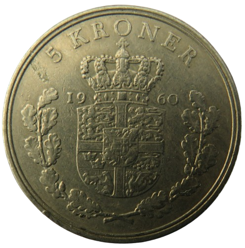 1960 Denmark 5 Kroner Coin