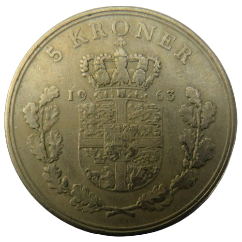 1963 Denmark 5 Kroner Coin