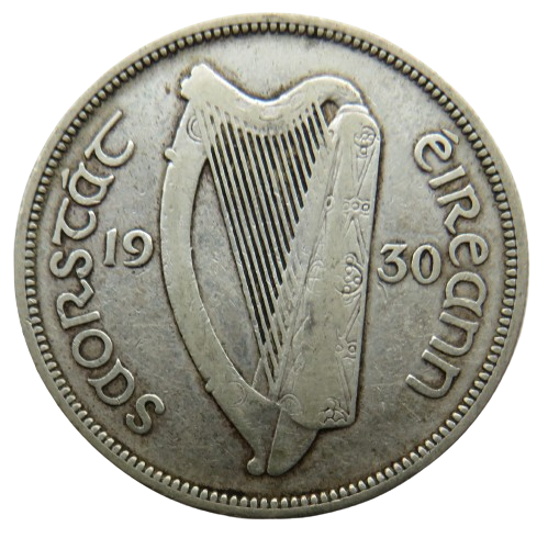 1930 Ireland Eire Silver Halfcrown Coin