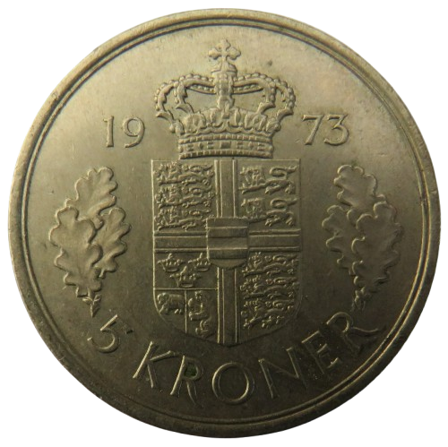 1973 Denmark 5 Kroner Coin