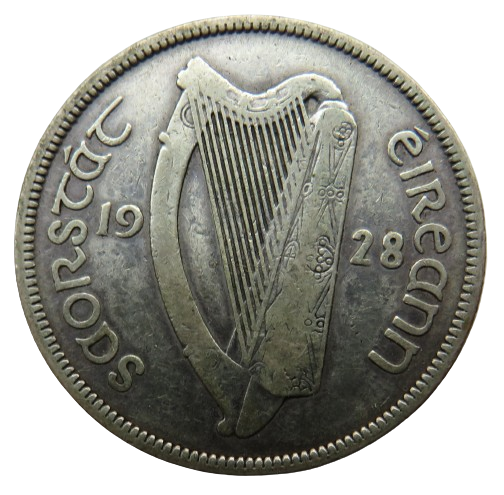 1928 Ireland Eire Silver Halfcrown Coin