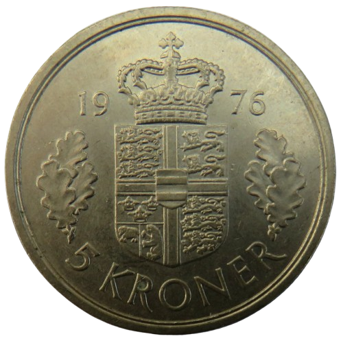 1976 Denmark 5 Kroner Coin