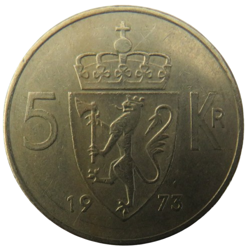 1973 Norway 5 Kroner Coin