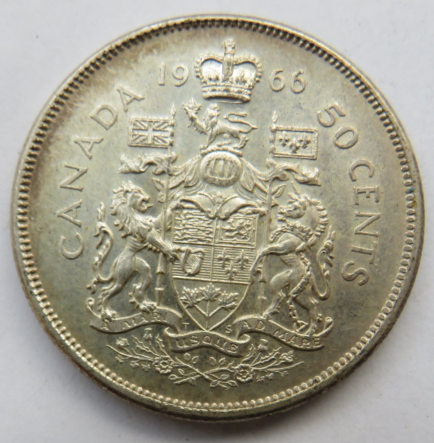 1966 Queen Elizabeth II Canada Silver 50 Cents Coin