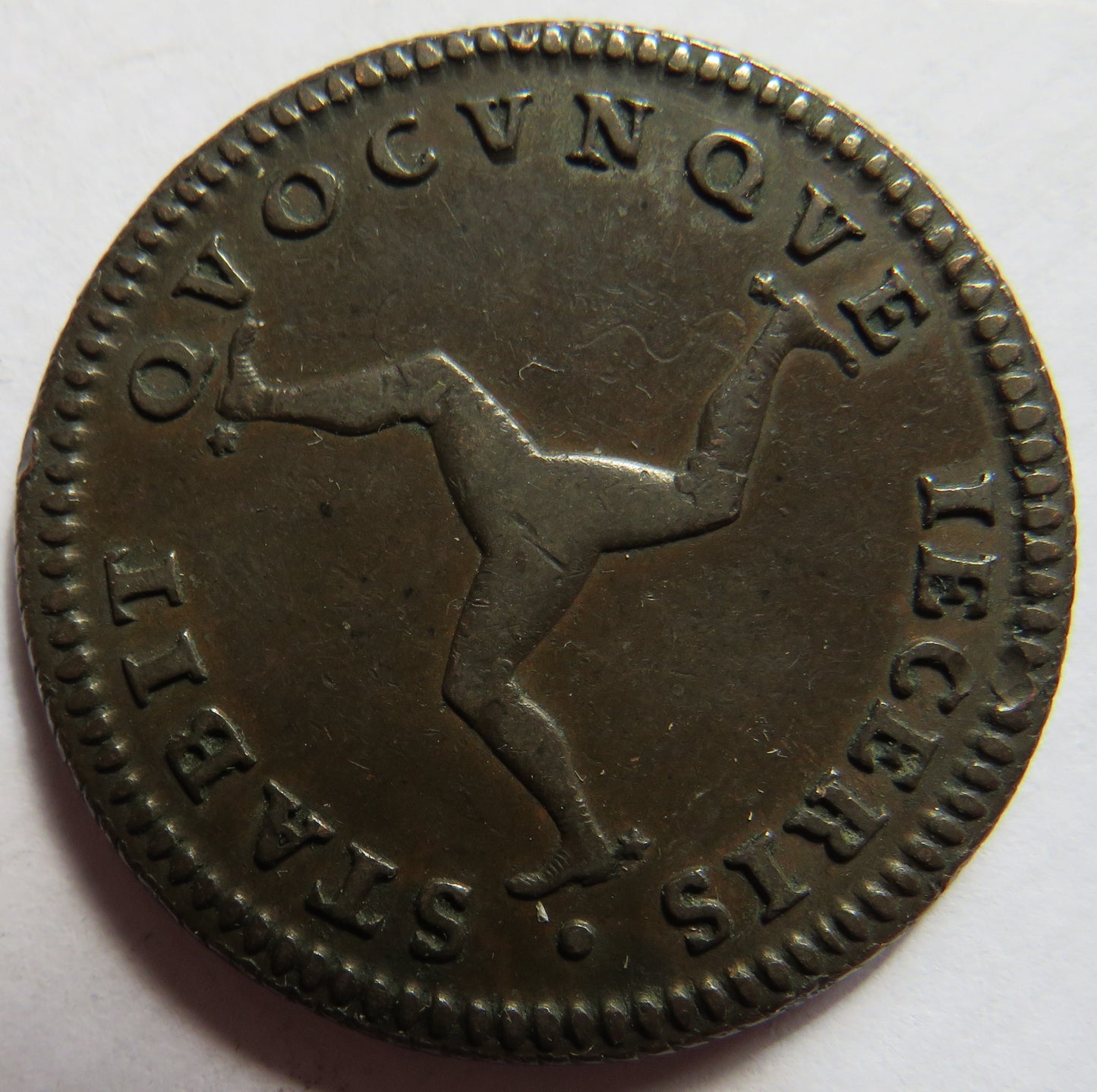 1786 Isle of Man One Penny Coin Excellent Condition