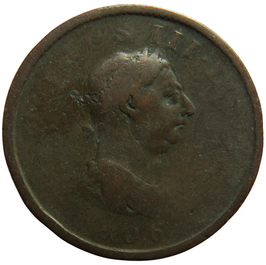 1806 King George III One Penny Coin - Great Britain