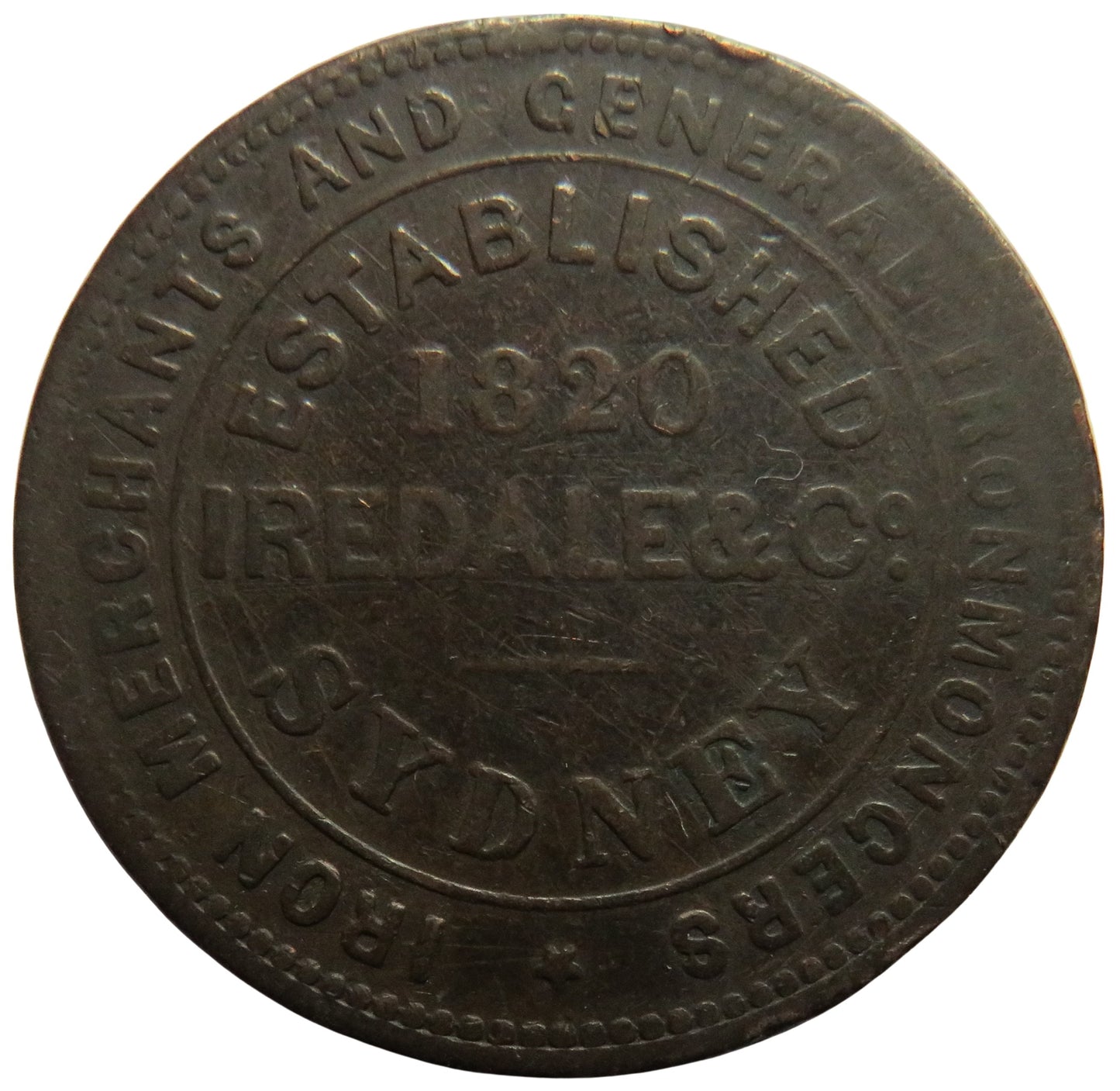 Australia 1820 Iredale & Co Sydney Iron Merchants Penny Token