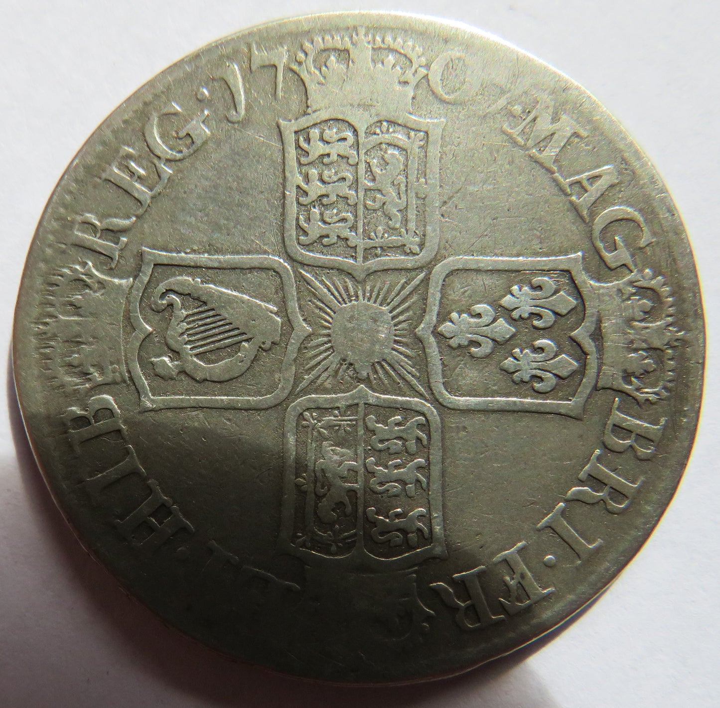 1707-E Queen Anne Silver Halfcrown Coin - Great Britain