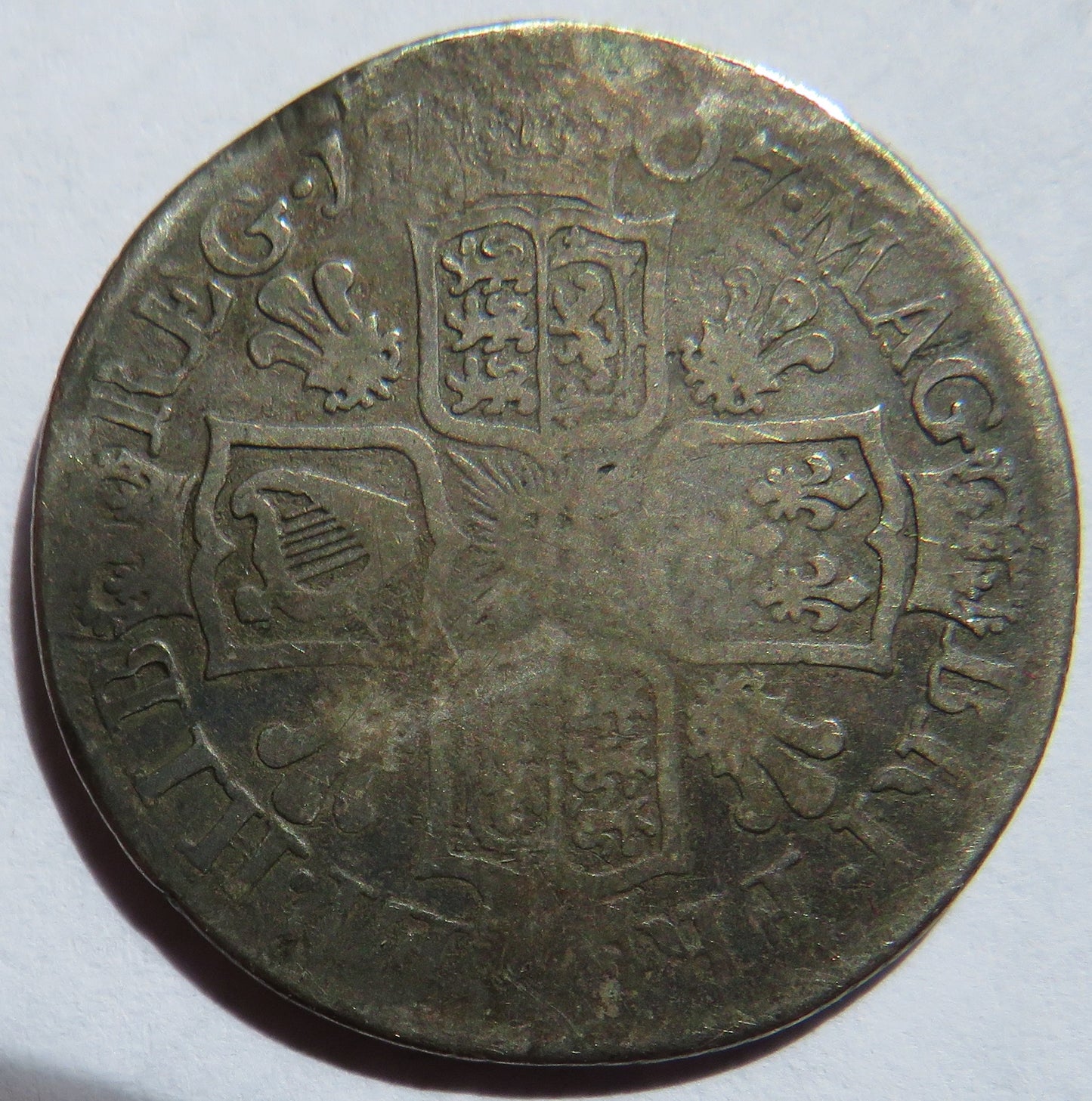1707 Queen Anne Silver Shilling Coin Plumes In Angles - Great Britain
