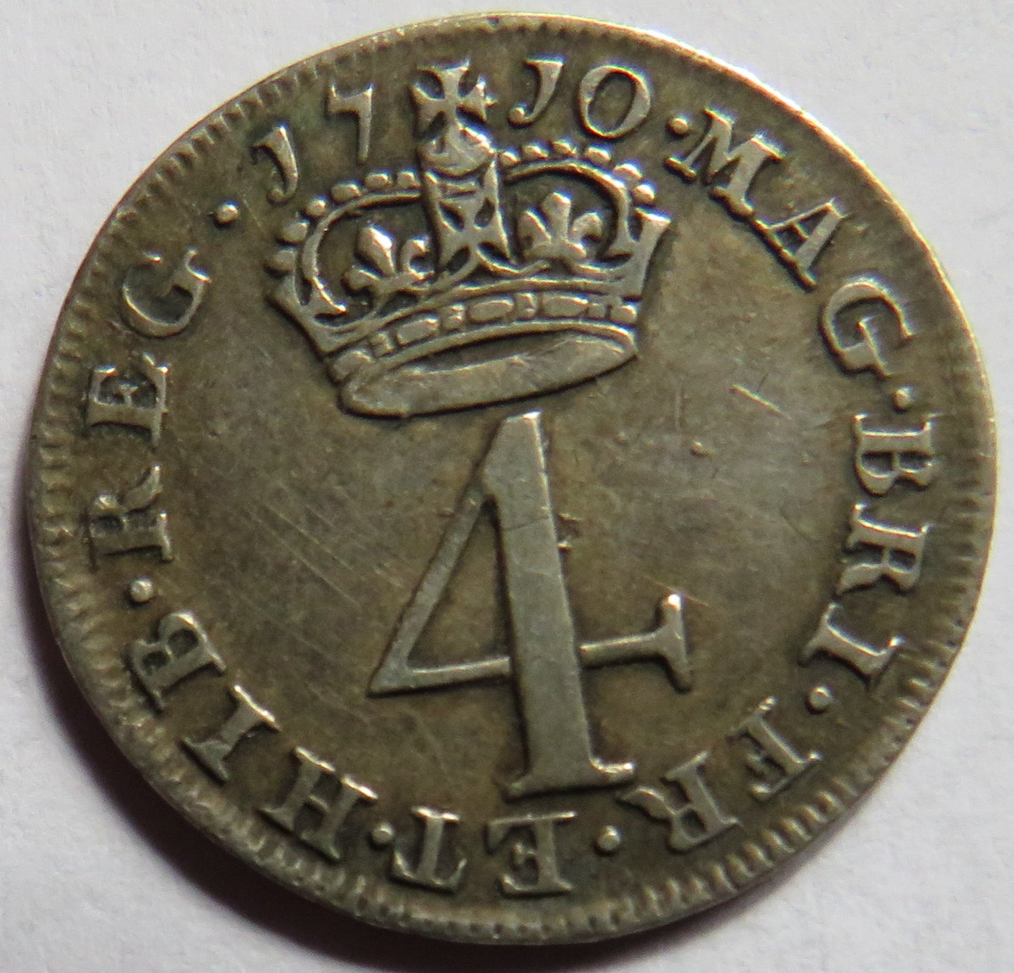 1710 Queen Anne Silver Maundy Fourpence Coin - Great Britain