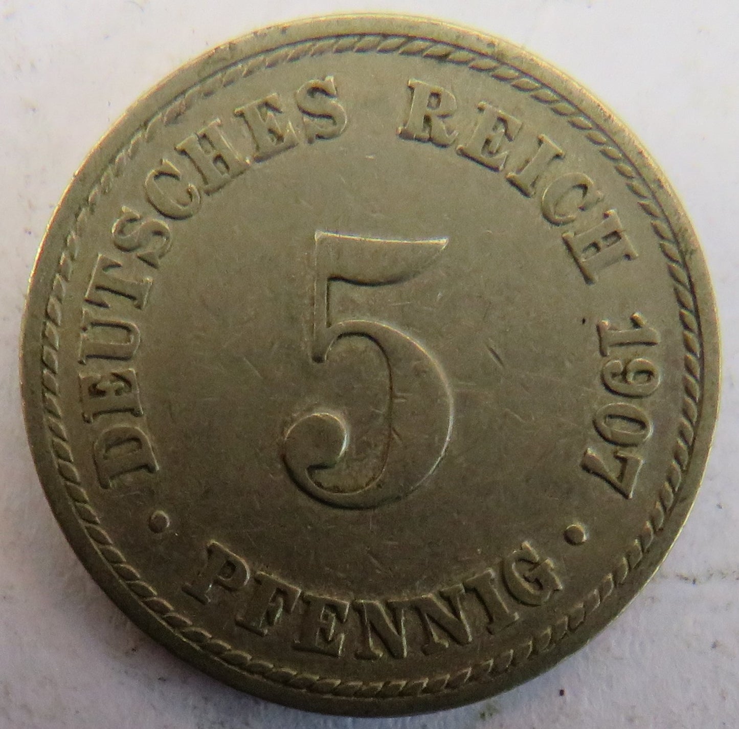 1907-A Germany 5 Pfennig Coin