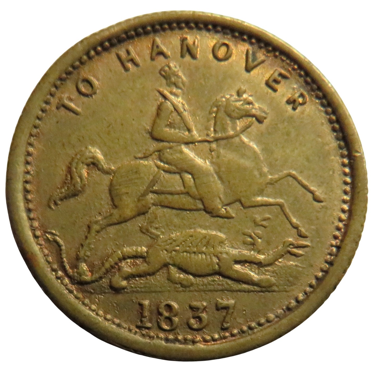 1837 Queen Victoria " To Hanover" Cumberland Jack Token