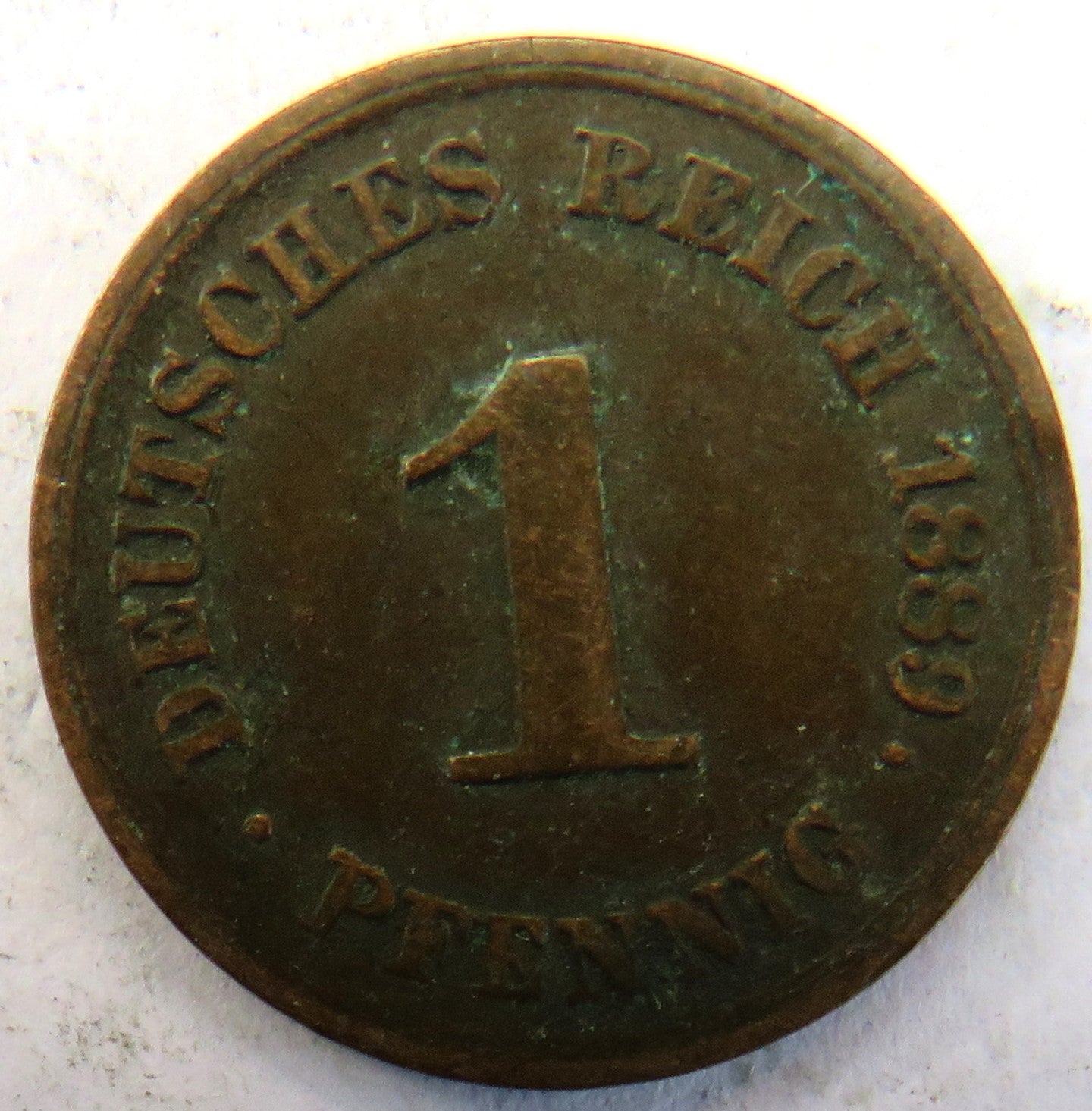 1889-F Germany One Pfennig Coin