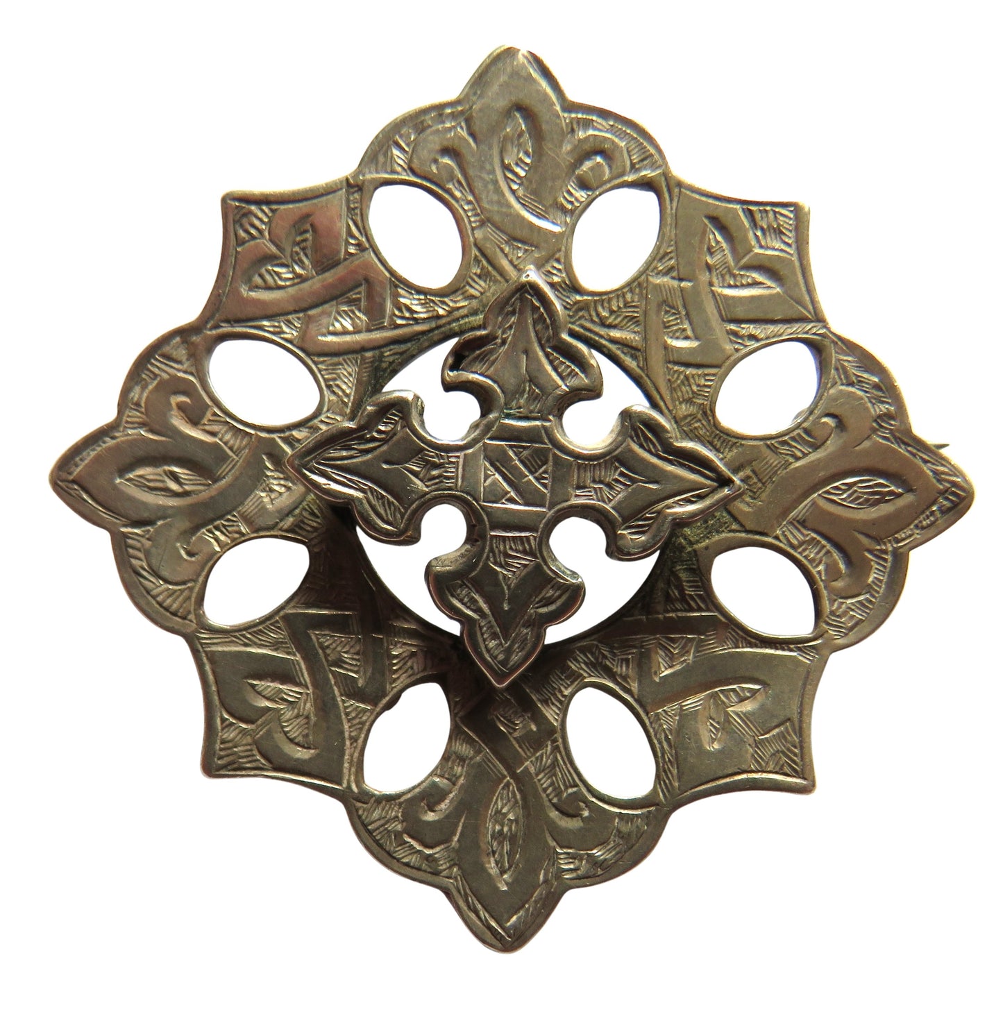 Antique White Metal / Silver Brooch