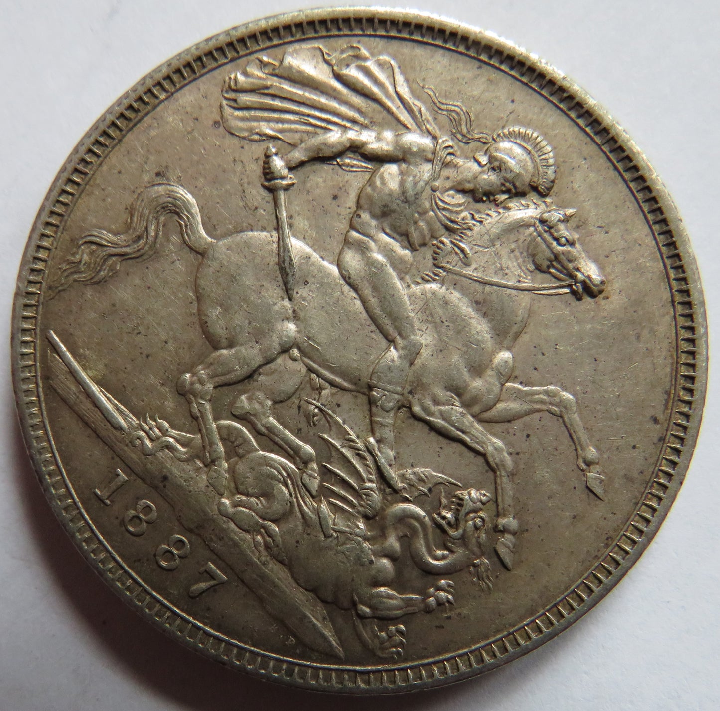 1887 Queen Victoria Jubilee Head Silver Crown Coin