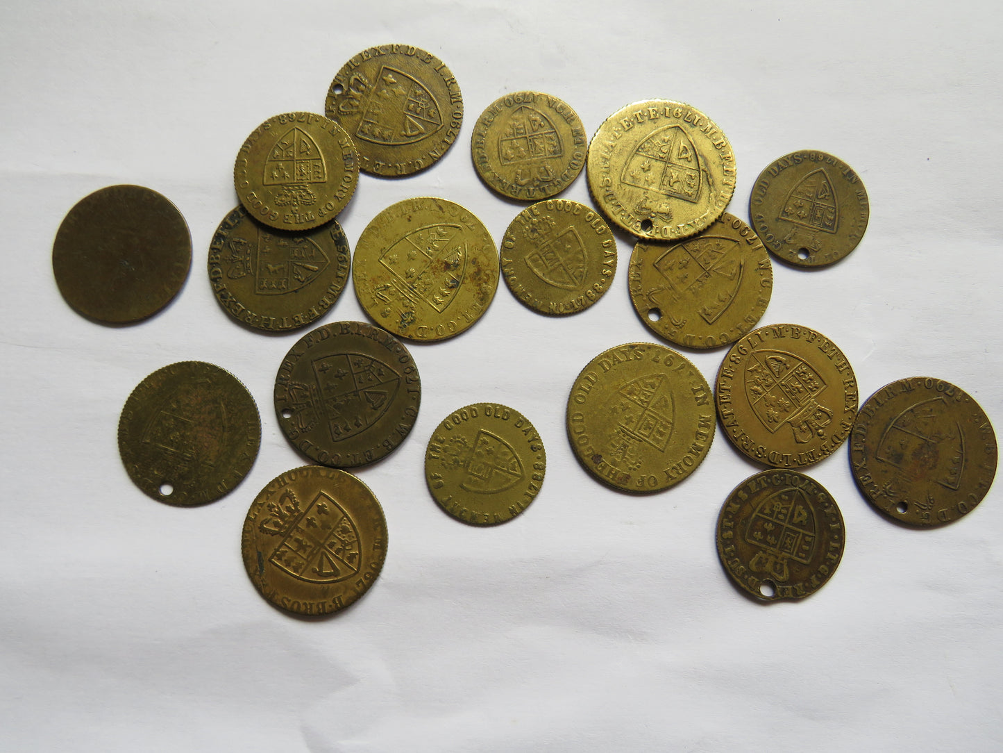 Small Lot of Antique Gaming Tokens In The Style of George III Guineas & Halves