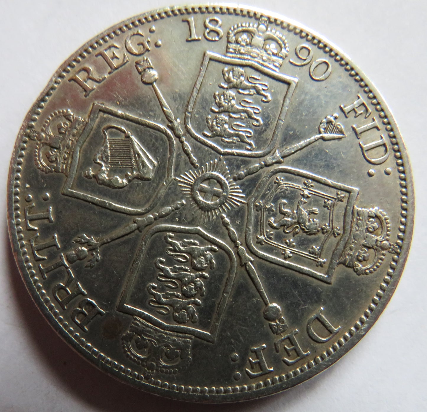 1890 Queen Victoria Silver Double Florin Coin - Great Britain