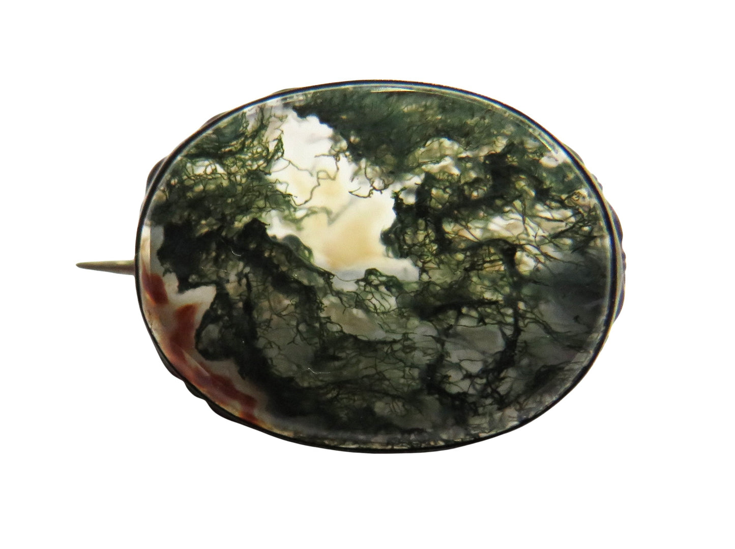 Vintage / Antique Moss Agate Small Brooch