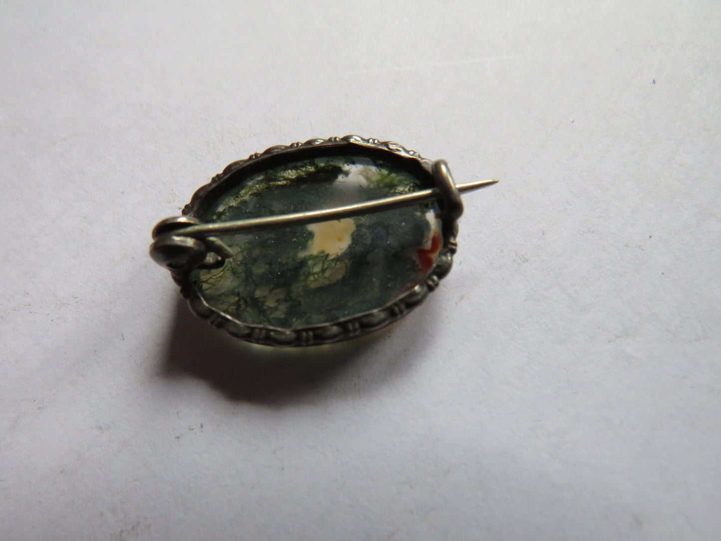 Vintage / Antique Moss Agate Small Brooch