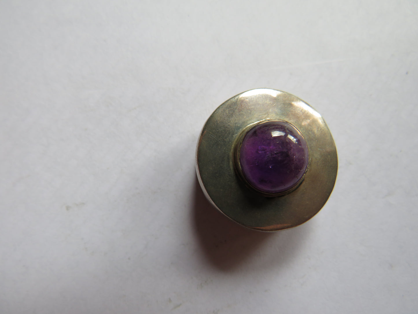 Small Silver & Purple Stone Box From Mexico