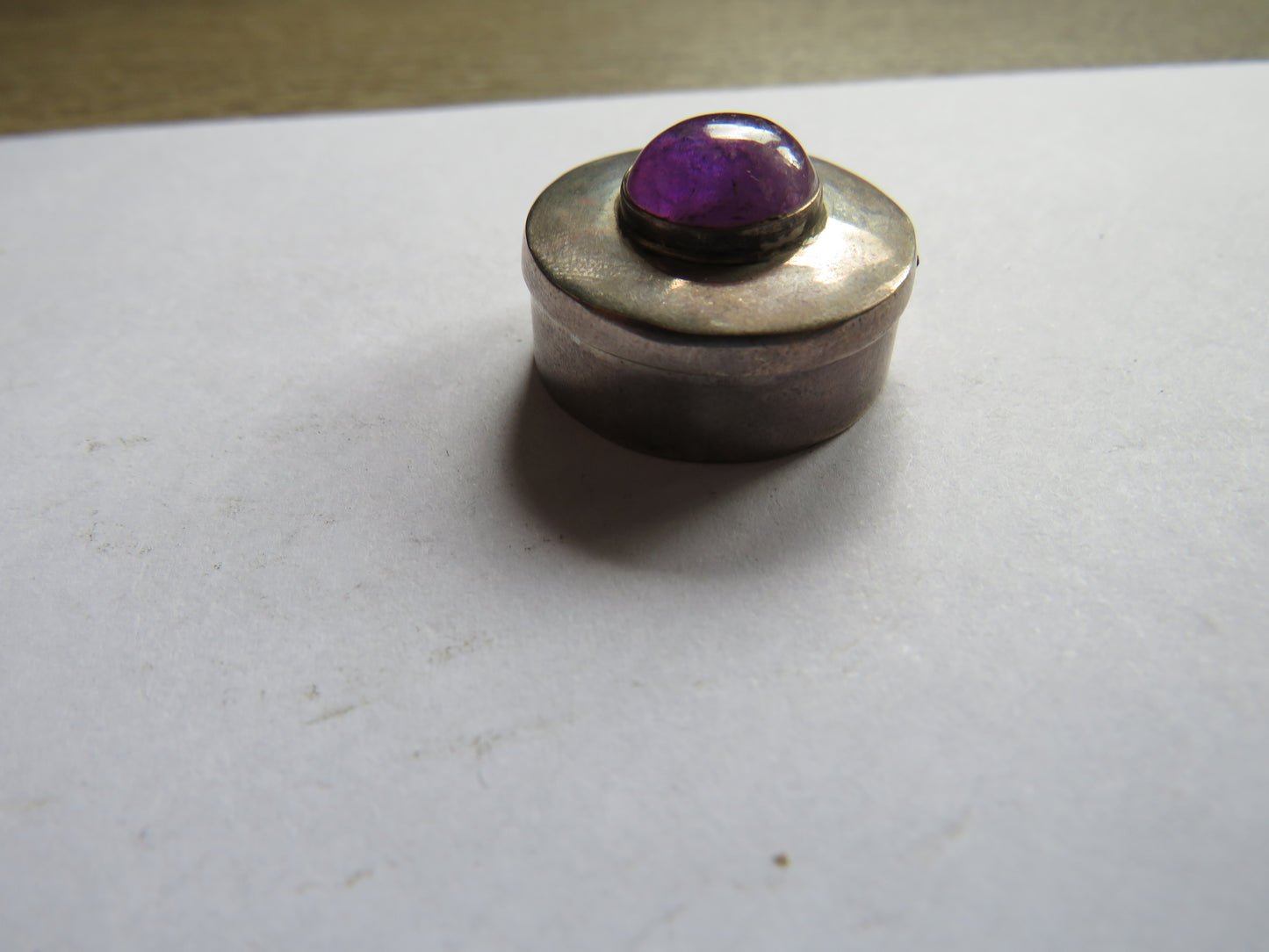 Small Silver & Purple Stone Box From Mexico