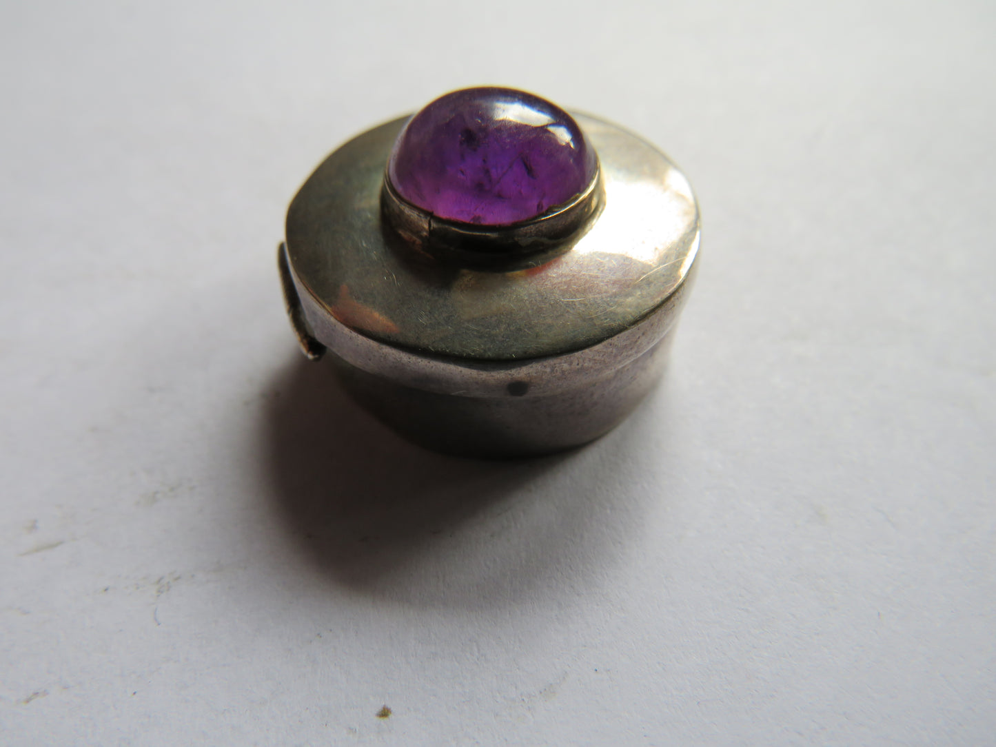 Small Silver & Purple Stone Box From Mexico