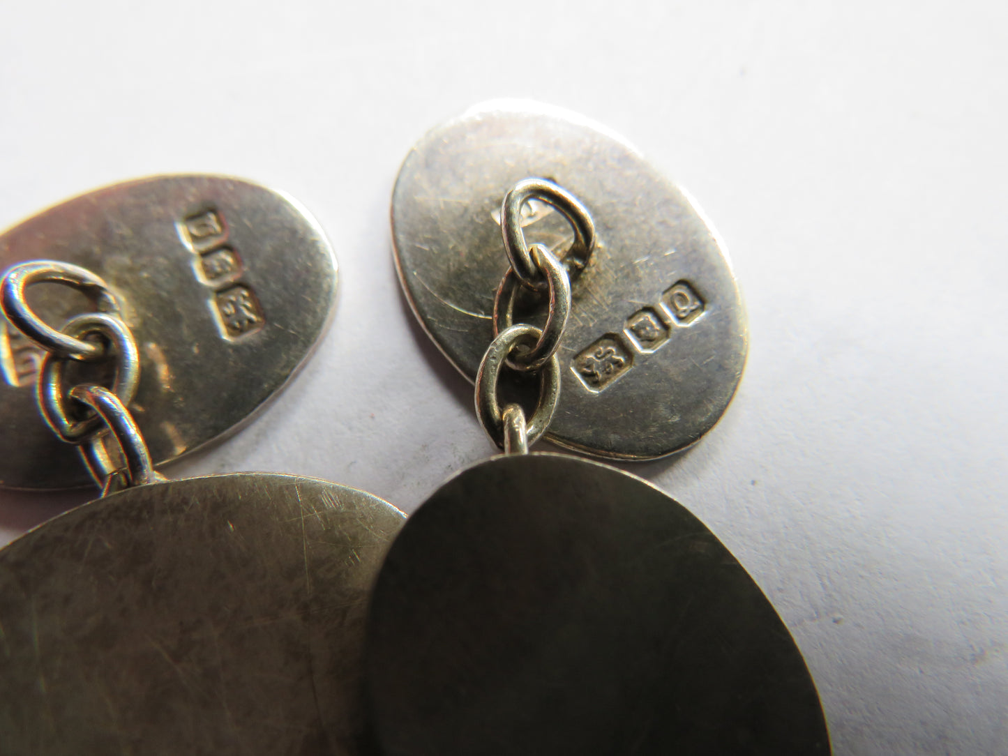 Pair of Vintage Men's Sterling Silver Cufflinks Hallmarked London 1990
