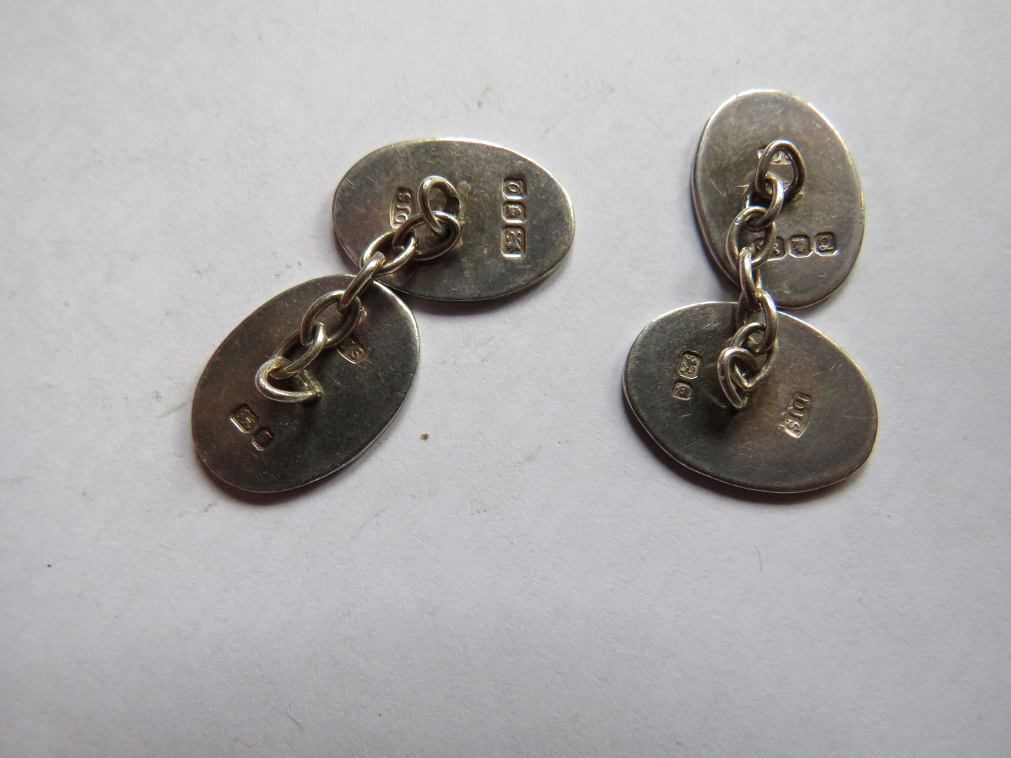 Pair of Vintage Men's Sterling Silver Cufflinks Hallmarked London 1990