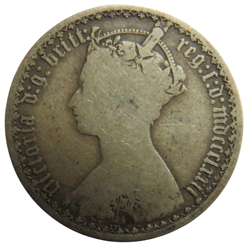 1872 Queen Victoria Silver Gothic Florin Coin - Great Britain