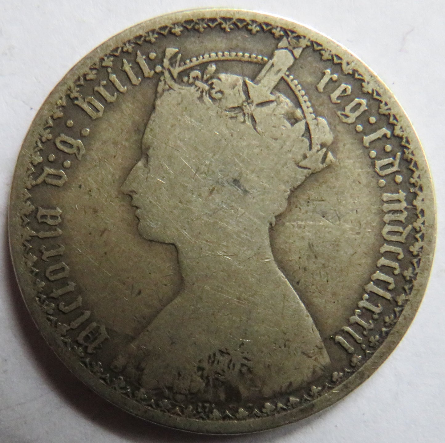 1872 Queen Victoria Silver Gothic Florin Coin - Great Britain
