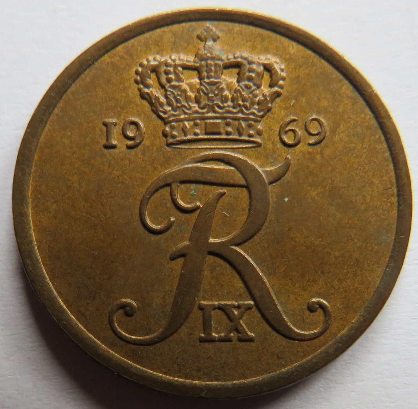 1969 Denmark 5 Ore Coin In High Grade