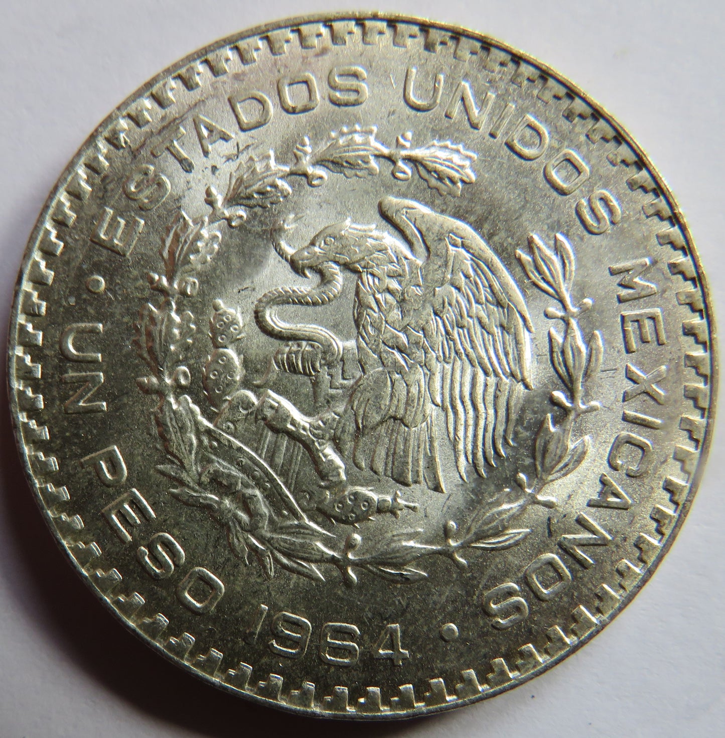 1964 Mexico Silver One Peso Coin