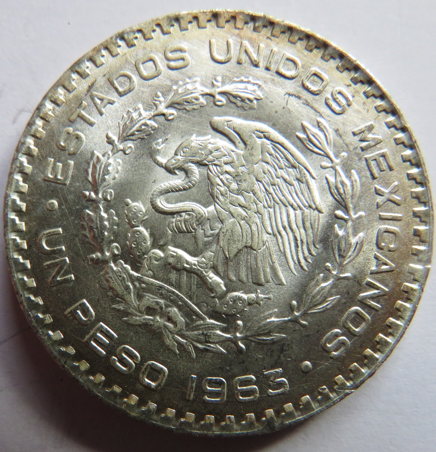 1963 Mexico Silver One Peso Coin
