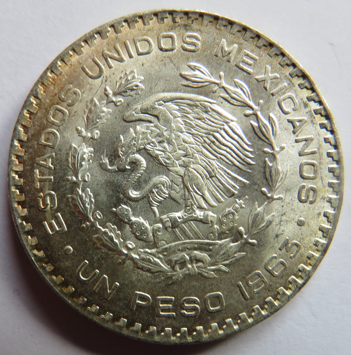 1963 Mexico Silver One Peso Coin