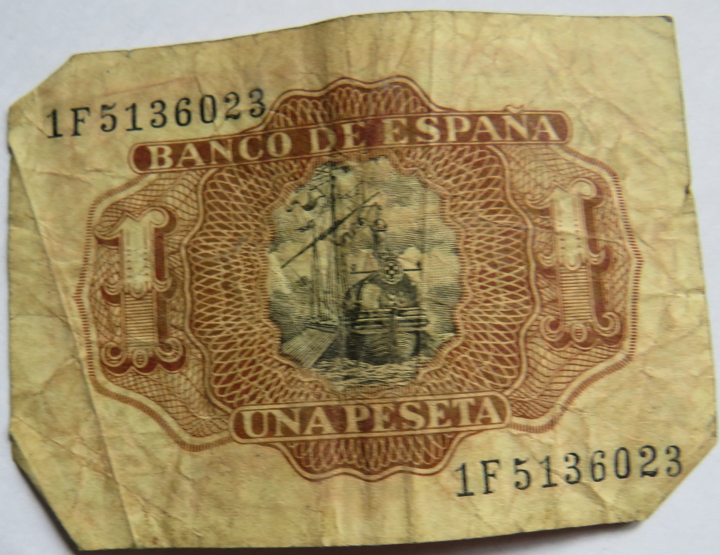 1953 Spain 1 One Peseta Banknote