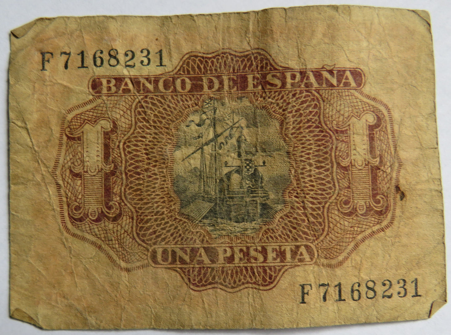 1953 Spain 1 One Peseta Banknote