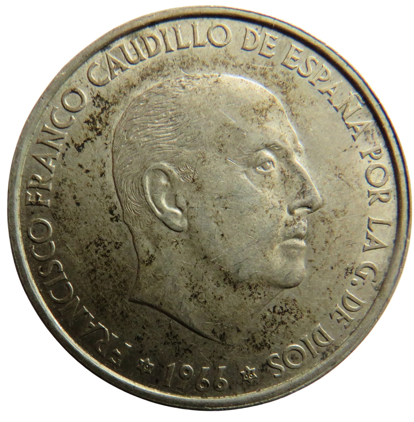 1966 Spain Silver 100 Pesetas Coin