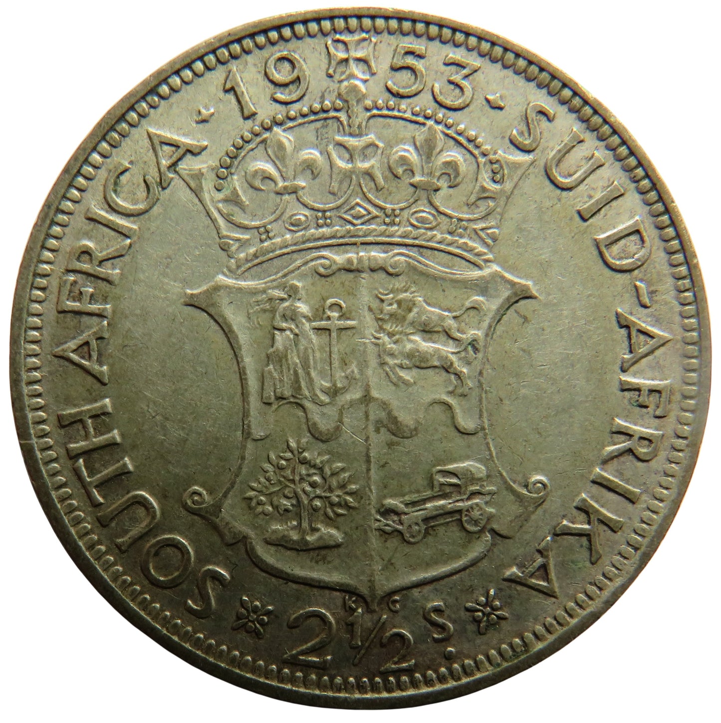 1953 South Africa Silver 2 & 1/2 Shilling Coin