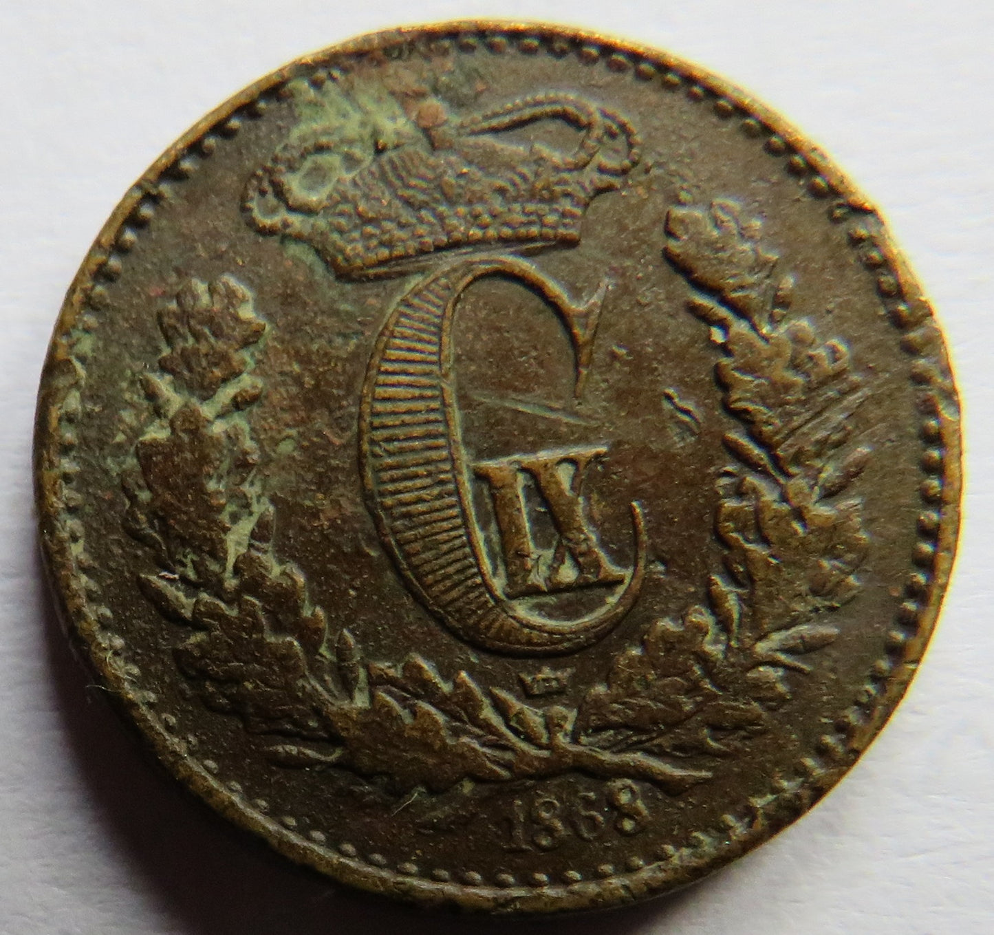 1868 Denmark 1/2 Skilling Rigsmont Coin