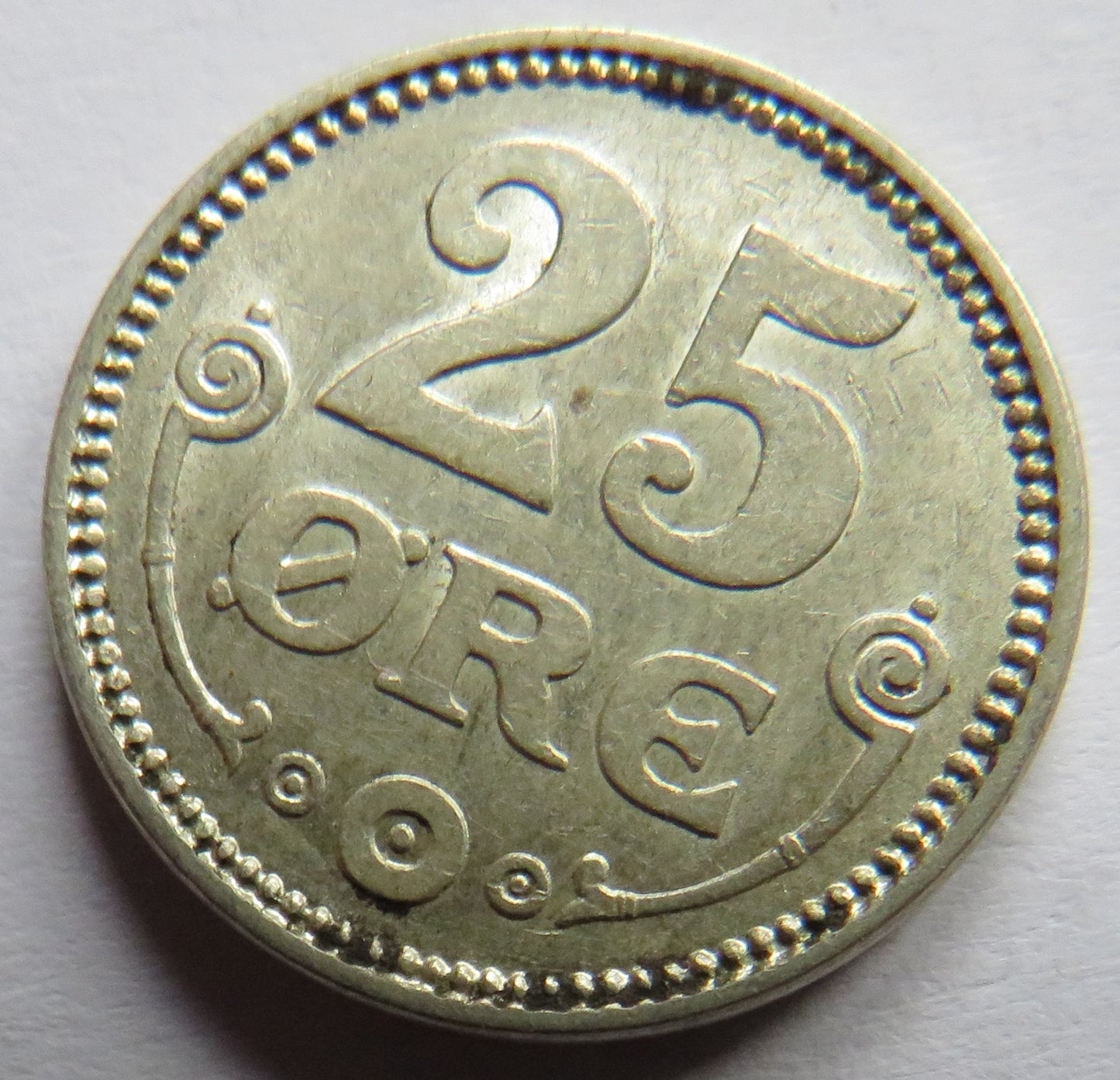1919 Denmark Silver 25 Ore / Øre coin