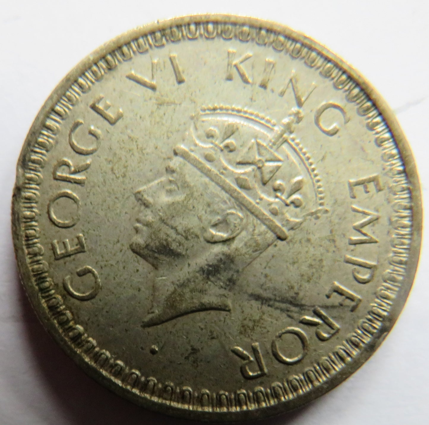 1944 King George VI India Silver 1/2 Half Rupee Coin