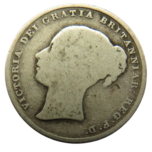 1842 Queen Victoria Young Head Silver Shilling Coin