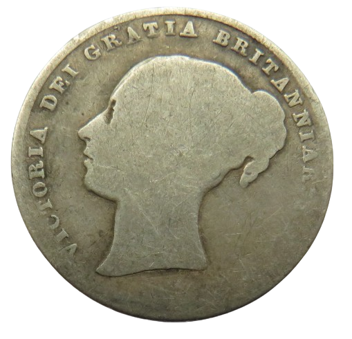 1846 Queen Victoria Young Head Silver Shilling Coin