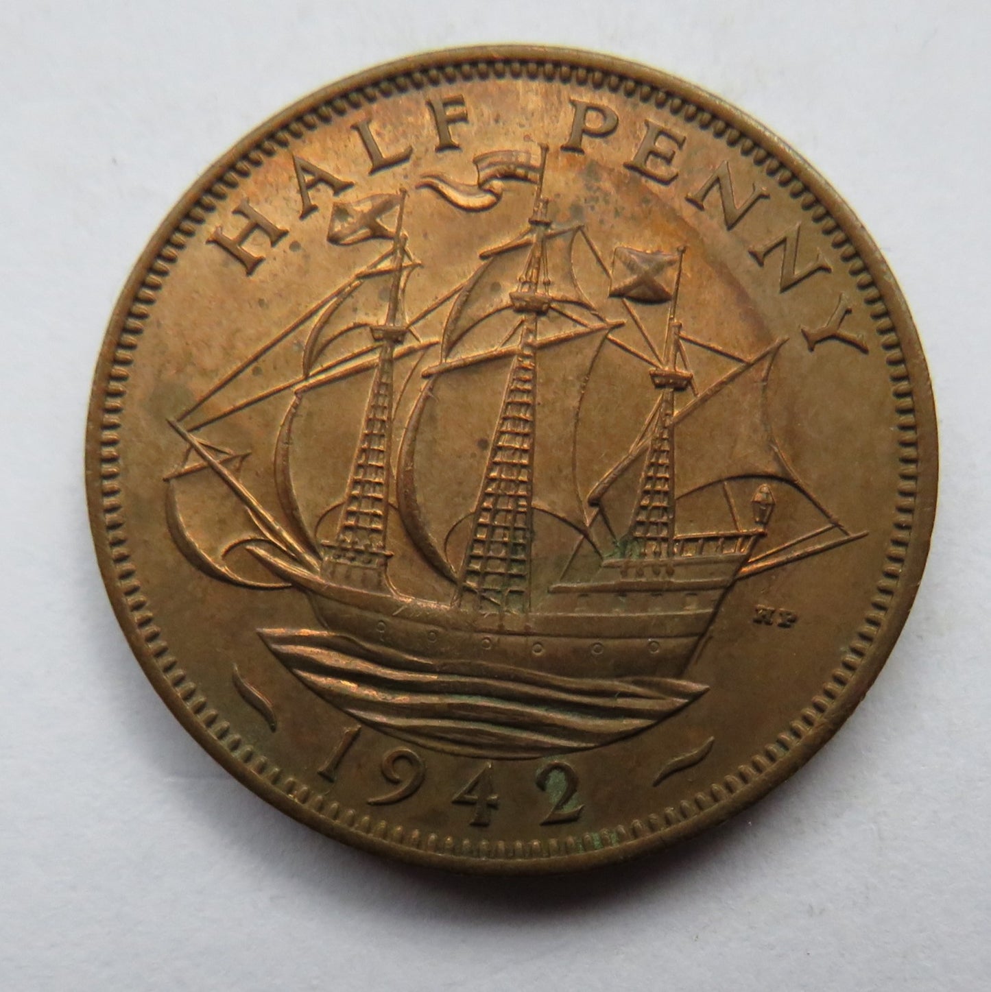 1942 King George VI Halfpenny Coin Higher Grade