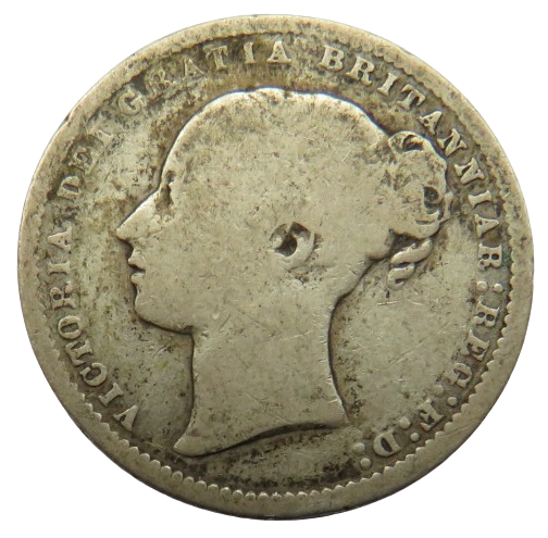 1872 Queen Victoria Young Head Silver Shilling Coin