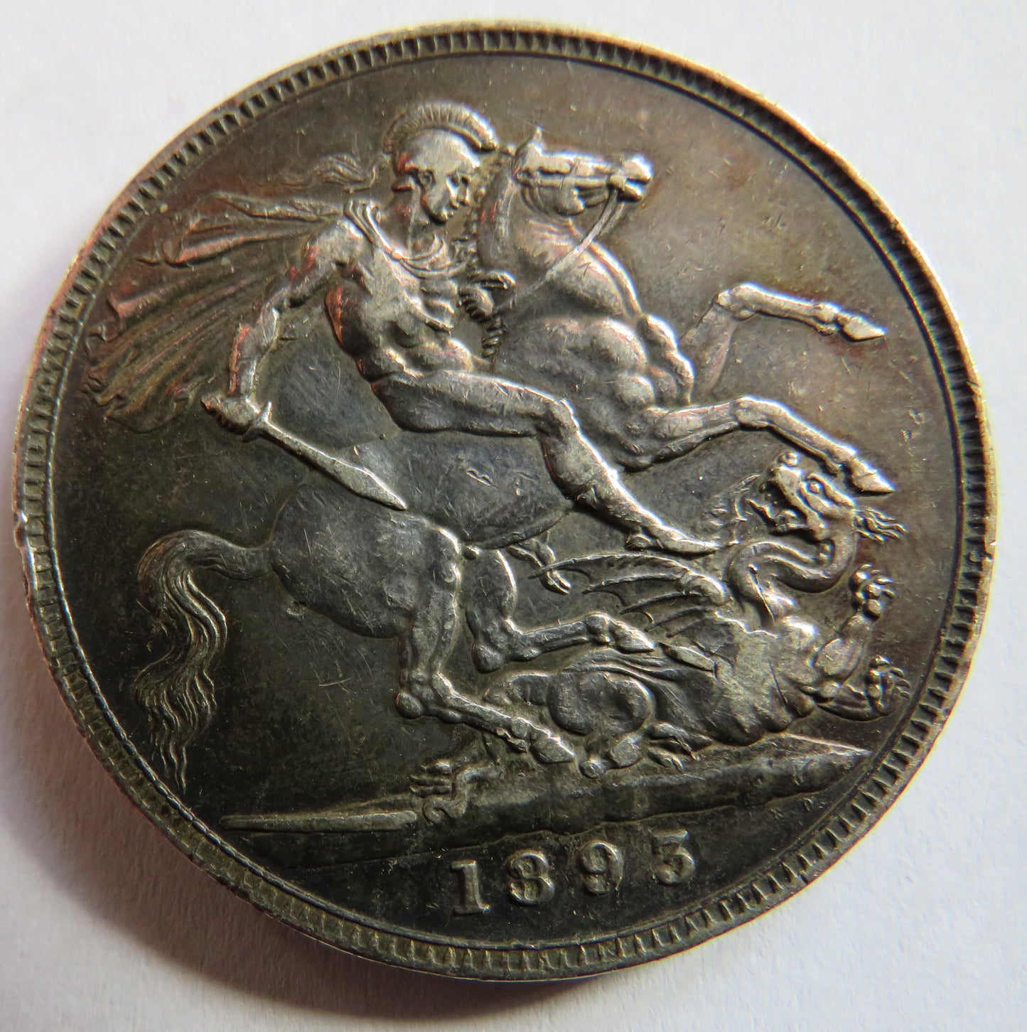 1893 LVII Queen Victoria Silver Crown Coin - Great Britain