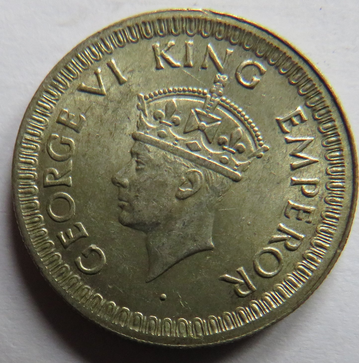1943 King George VI India Silver 1/4 Quarter Rupee Coin